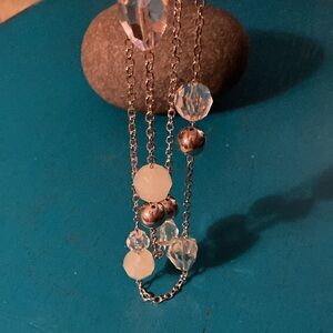 Necklace-18” fun baubles ad silver tone necklace